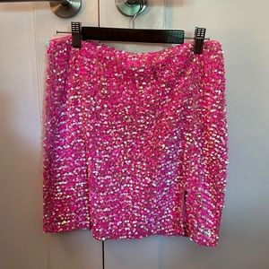 Sequin pink mini skirt